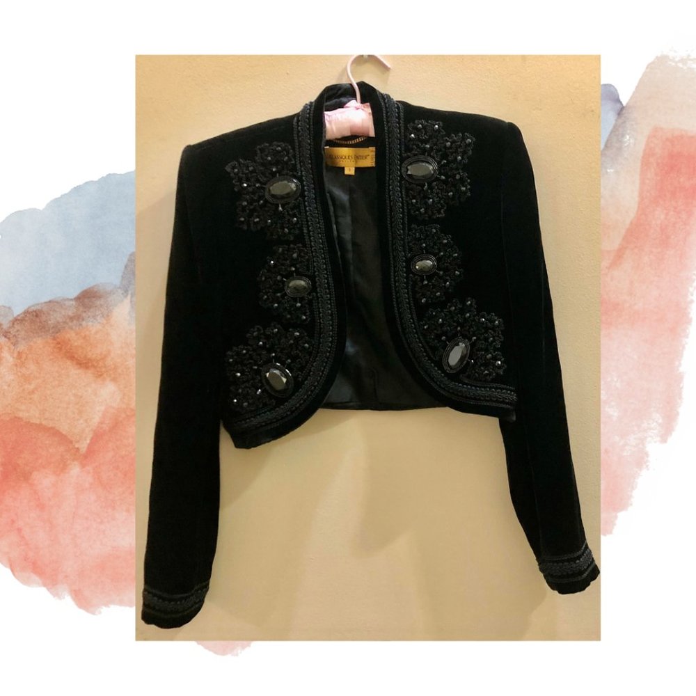 Classiques Entier Black Velvet Cropped Jacket